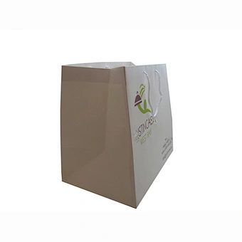 White kraft paper bag for cake packaging carrier
