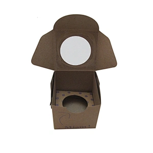 Brown kraft paper single cupcake box with plastic window