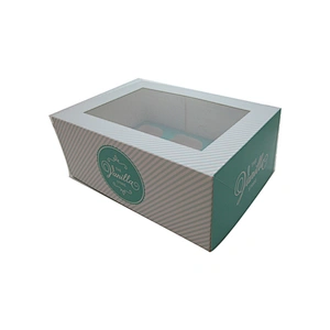 Custom clear window 6 cupcake boxes muffin cases paper food packaging