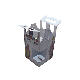 Cardboard carrying box with handle for bottle