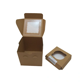 Small kraft paper cupcake boxes for 1 pack with clear window