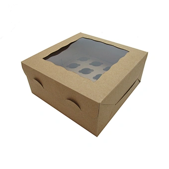 Custom logo brown kraft bakery boxes for cupcakes