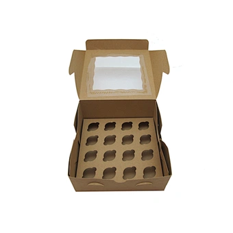 Custom logo brown kraft bakery boxes for cupcakes