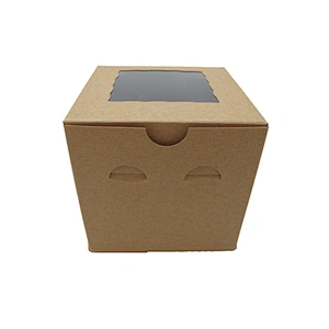 Small kraft paper cupcake boxes for 1 pack with clear window