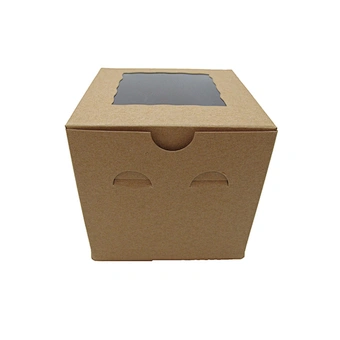 Small kraft paper cupcake boxes for 1 pack with clear window