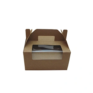 Brown kraft paper cake boxes with clear window