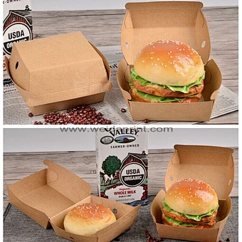 Cheap kraft paper disposable cardboard hamburger box wholesale