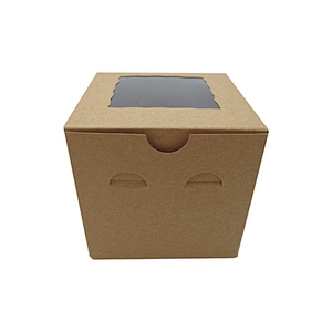 Small kraft paper cupcake boxes for 1 pack with clear window
