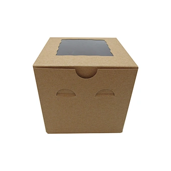 Small kraft paper cupcake boxes for 1 pack with clear window