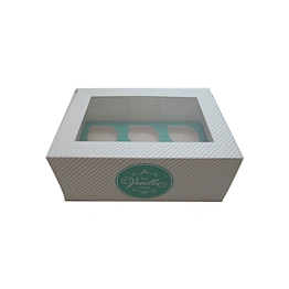 Custom clear window 6 cupcake boxes muffin cases paper food packaging