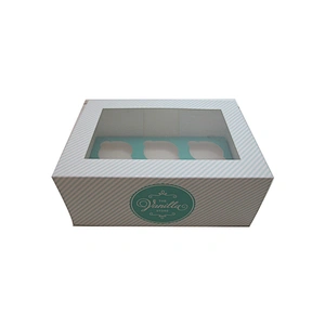 Custom clear window 6 cupcake boxes muffin cases paper food packaging