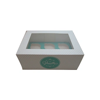 Custom clear window 6 cupcake boxes muffin cases paper food packaging