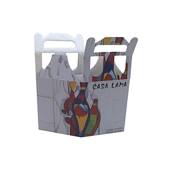 Cardboard carrying box with handle for bottle