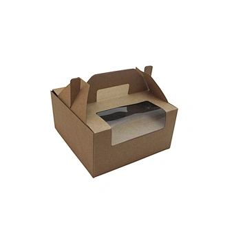 Brown kraft paper cake boxes with clear window