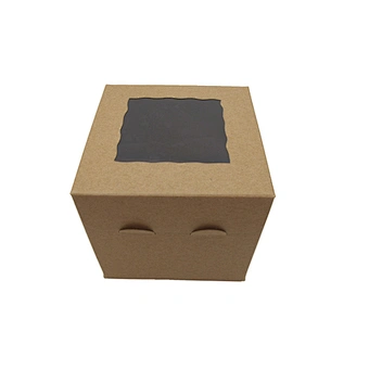 Small kraft paper cupcake boxes for 1 pack with clear window