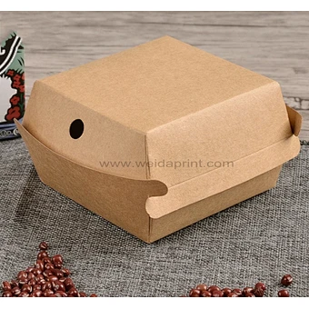 Cheap kraft paper disposable cardboard hamburger box wholesale
