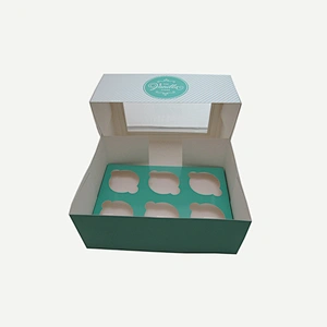Custom clear window 6 cupcake boxes muffin cases paper food packaging