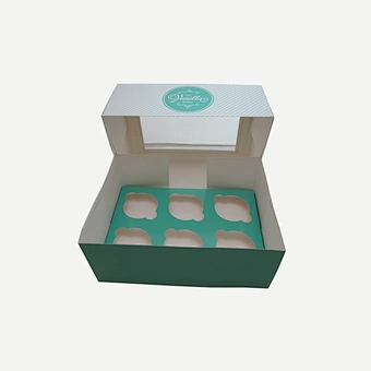 Custom clear window 6 cupcake boxes muffin cases paper food packaging