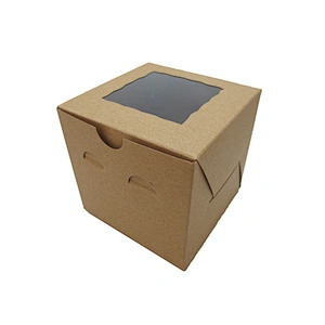 Small kraft paper cupcake boxes for 1 pack with clear window