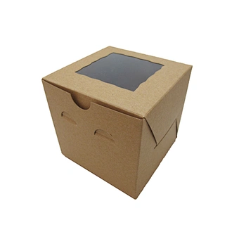 Small kraft paper cupcake boxes for 1 pack with clear window