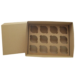 Recycled Kraft Paper Drawer Type 1,2,3,4,6,8,12,24 Cupcake Box