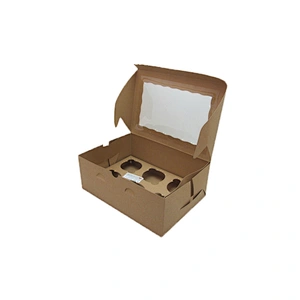 Custom logo brown kraft bakery boxes for cupcakes