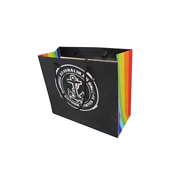 Silver gold foil logo stamping paper shopping gift bag
