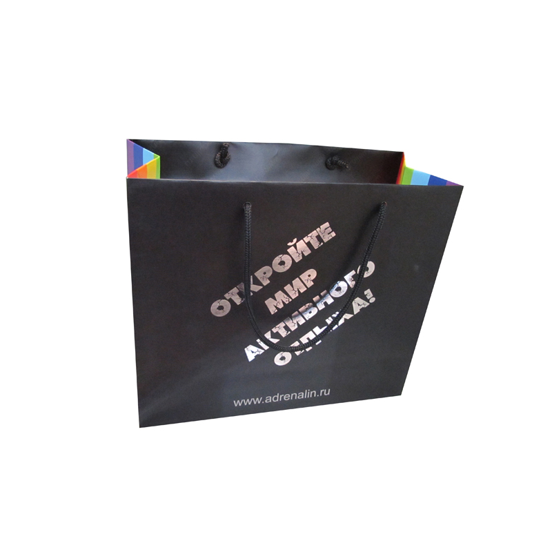 Silver gold foil logo stamping paper shopping gift bag
