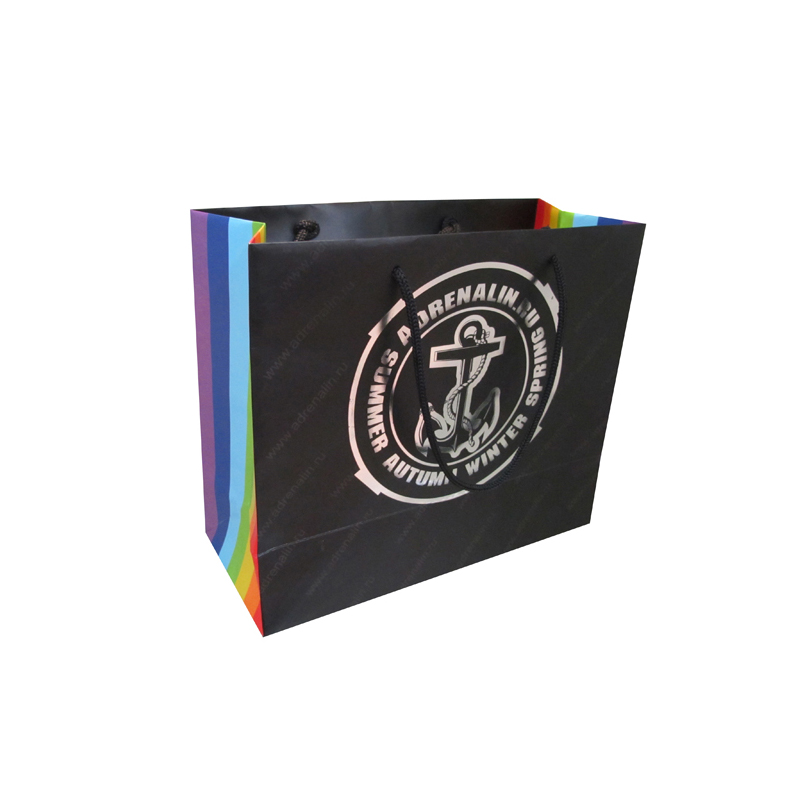 Silver gold foil logo stamping paper shopping gift bag