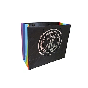 Silver gold foil logo stamping paper shopping gift bag