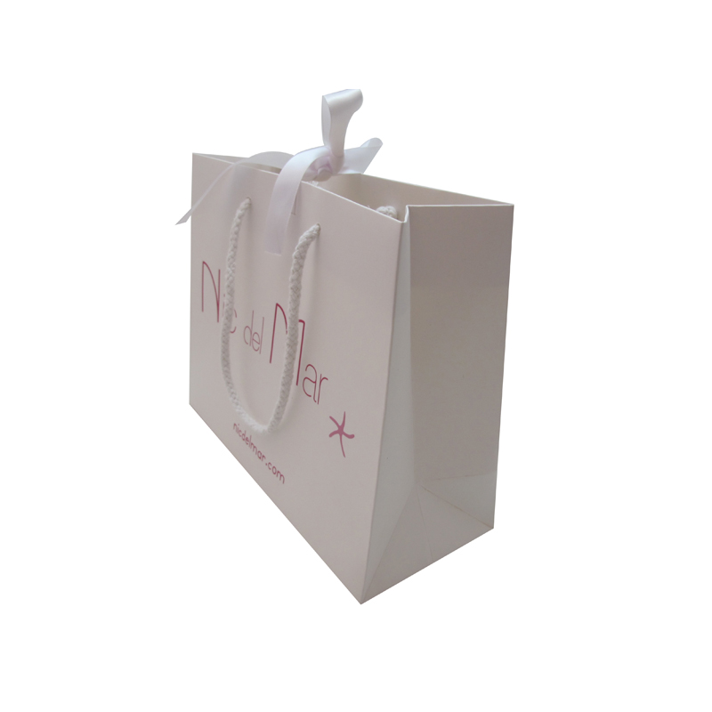 Paper gift bags with ribbon handles