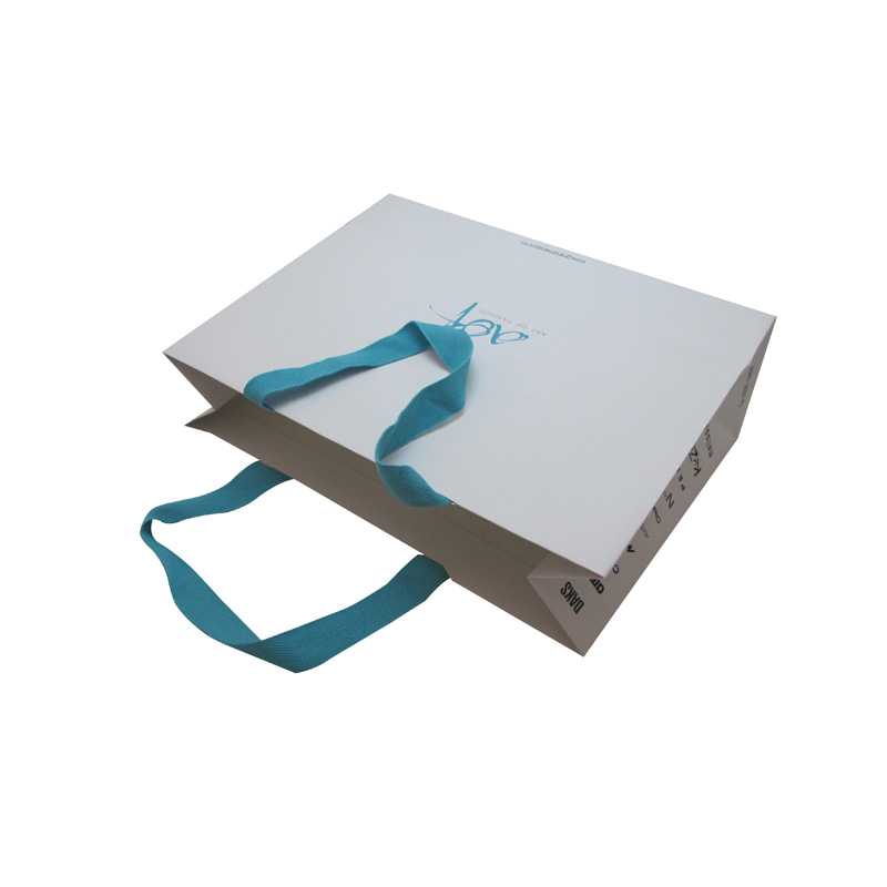 Luxury jewelery paper bags with blue ribbon rope