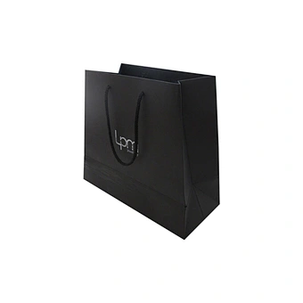 Black Wholesale Custom Eco-friendly Trapezoidal Gift Paper Bags with Handles