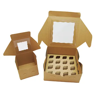 Factory Custom Food Box Cupcake Box Packaging Folding Cupcake Paper Boxes with Windows