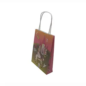 Custom Cute White Kraft Paper Bag with Twisted Handles
