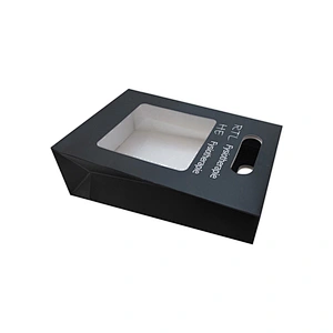 Wholesale Custom Eco-Friendly Die-Cut Black Paper Bag with Window