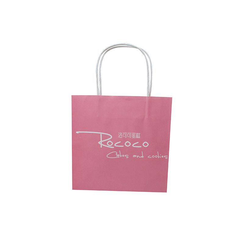 Cheap High Quality Pink Square Custom Kraft Paper Bag with Twisted Handles