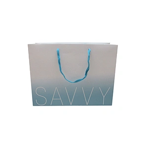 Blue White Gradient Wholesale Eco-Friendly Shopping Paper Bags with Handles