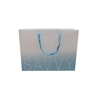 Blue White Gradient Wholesale Eco-Friendly Shopping Paper Bags with Handles
