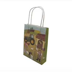 Custom Cute White Kraft Paper Bag with Twisted Handles