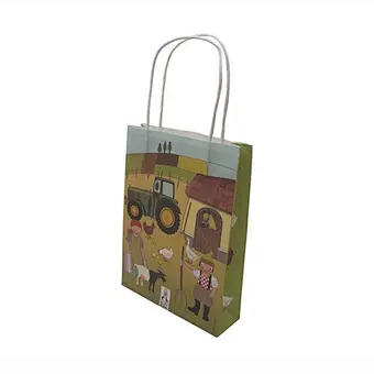 Custom Cute White Kraft Paper Bag with Twisted Handles