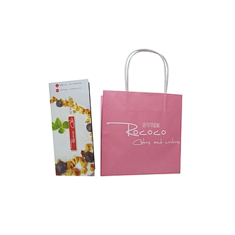 Cheap High Quality Pink Square Custom Kraft Paper Bag with Twisted Handles