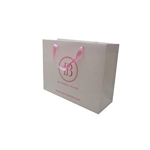 Personalized Wholesale Eco-friendly Printed Shopping Paper Bag with Ribbon