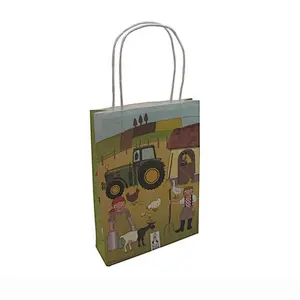 Custom Cute White Kraft Paper Bag with Twisted Handles