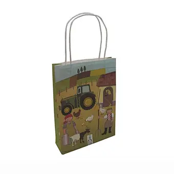 Custom Cute White Kraft Paper Bag with Twisted Handles