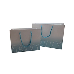Blue White Gradient Wholesale Eco-Friendly Shopping Paper Bags with Handles