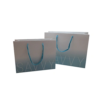 Blue White Gradient Wholesale Eco-Friendly Shopping Paper Bags with Handles
