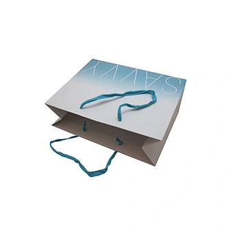 Blue White Gradient Wholesale Eco-Friendly Shopping Paper Bags with Handles