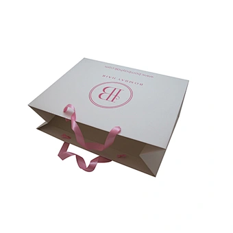 Personalized Wholesale Eco-friendly Printed Shopping Paper Bag with Ribbon