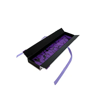 Rigid Cardboard Double-door Custom Hair Extension Packing Box with Ribbon